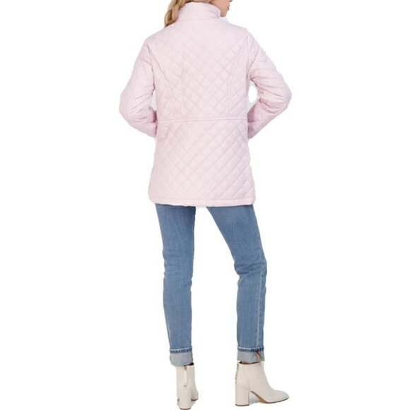 NWT Via Spiga quilted car coat size L in lilac with stand collar and two pockets - Picture 3 of 15